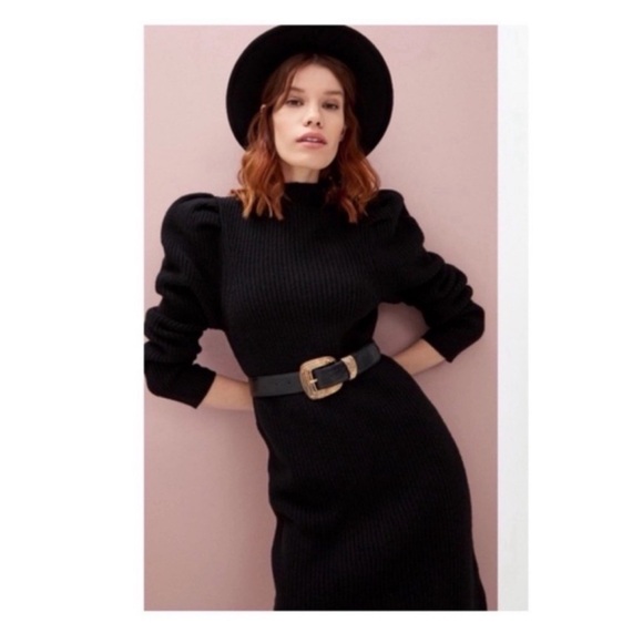 New! SANDRO Paris Androsace Black Wool Knit Sweater Dress FR 40 New! SANDRO Paris Androsace Black Wool Knit Sweater Dress FR 40
